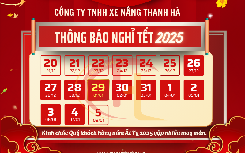 THÔNG BÁO LỊCH NGHỈ TẾT NGUYÊN ĐÁN 2025