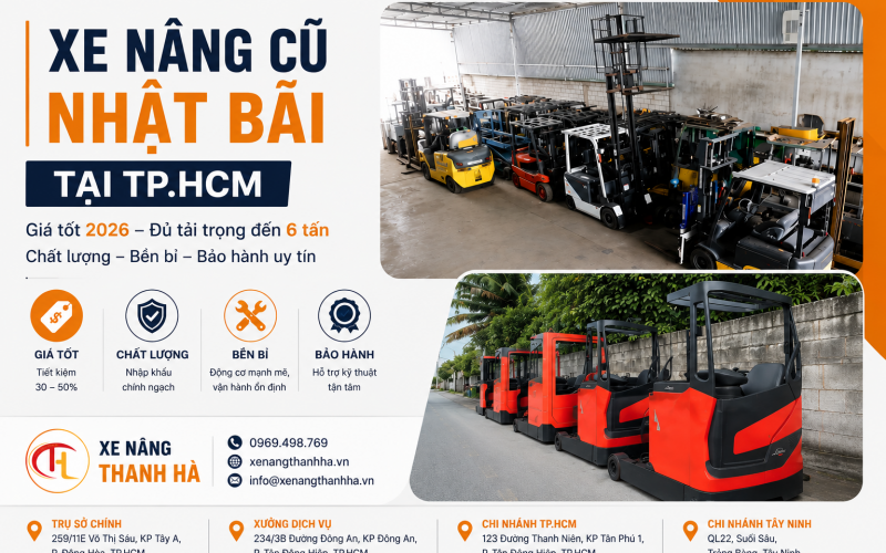 Xe Nâng Cũ Nhật Bãi Tại TP.HCM Giá Tốt 2026 – Đủ Tải Trọng, Chất Lượng, Bảo Hành Uy Tín