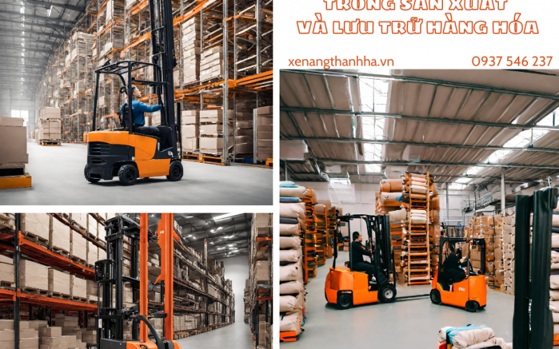 Ứng dụng của xe nâng điện trong sản xuất và lưu trữ hàng hóa