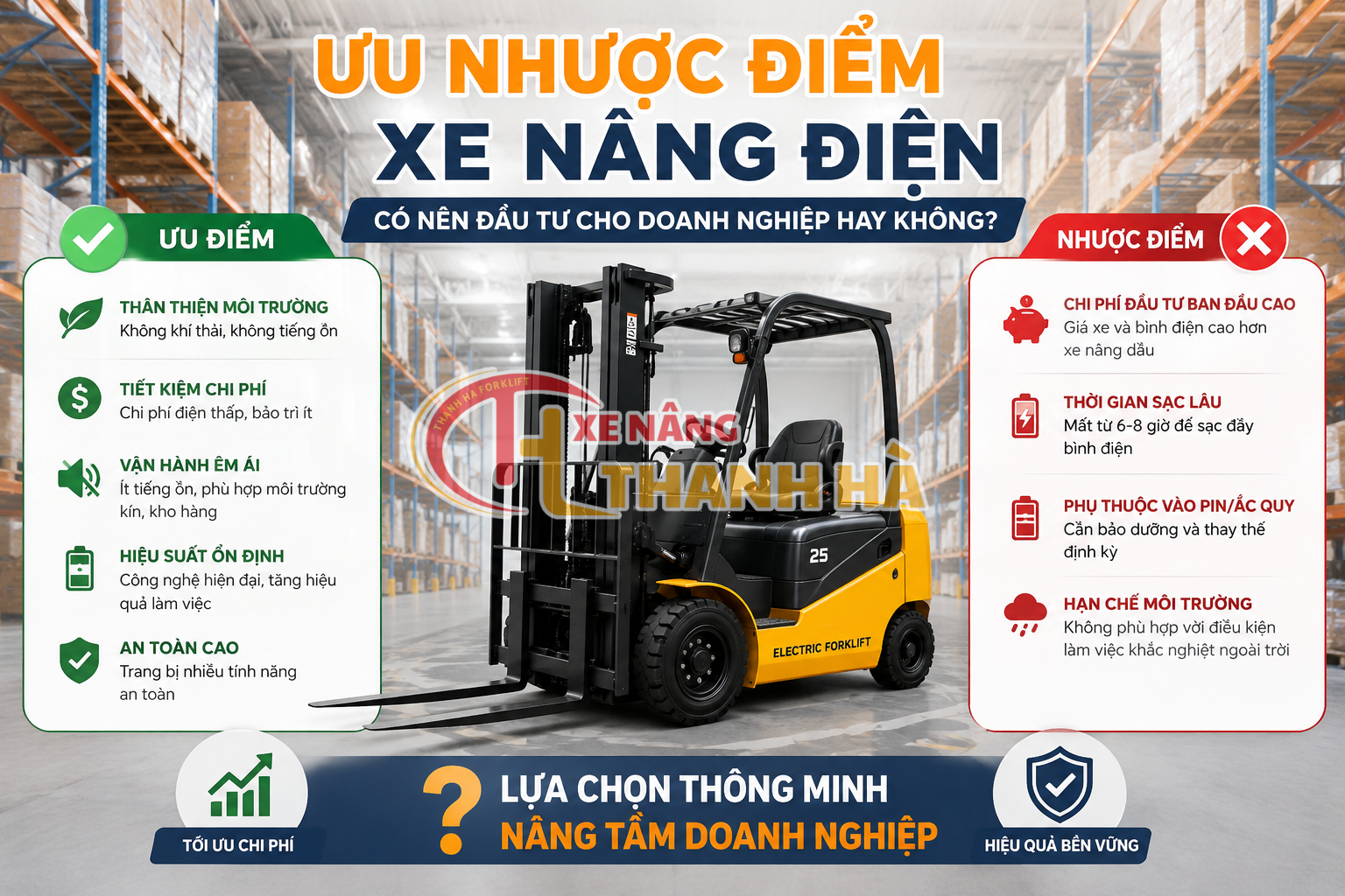 Ưu nhược điểm xe nâng điện